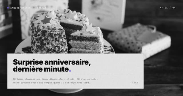 Surprise anniversaire dernière minute — 10 idées qui marchent encore ce soir