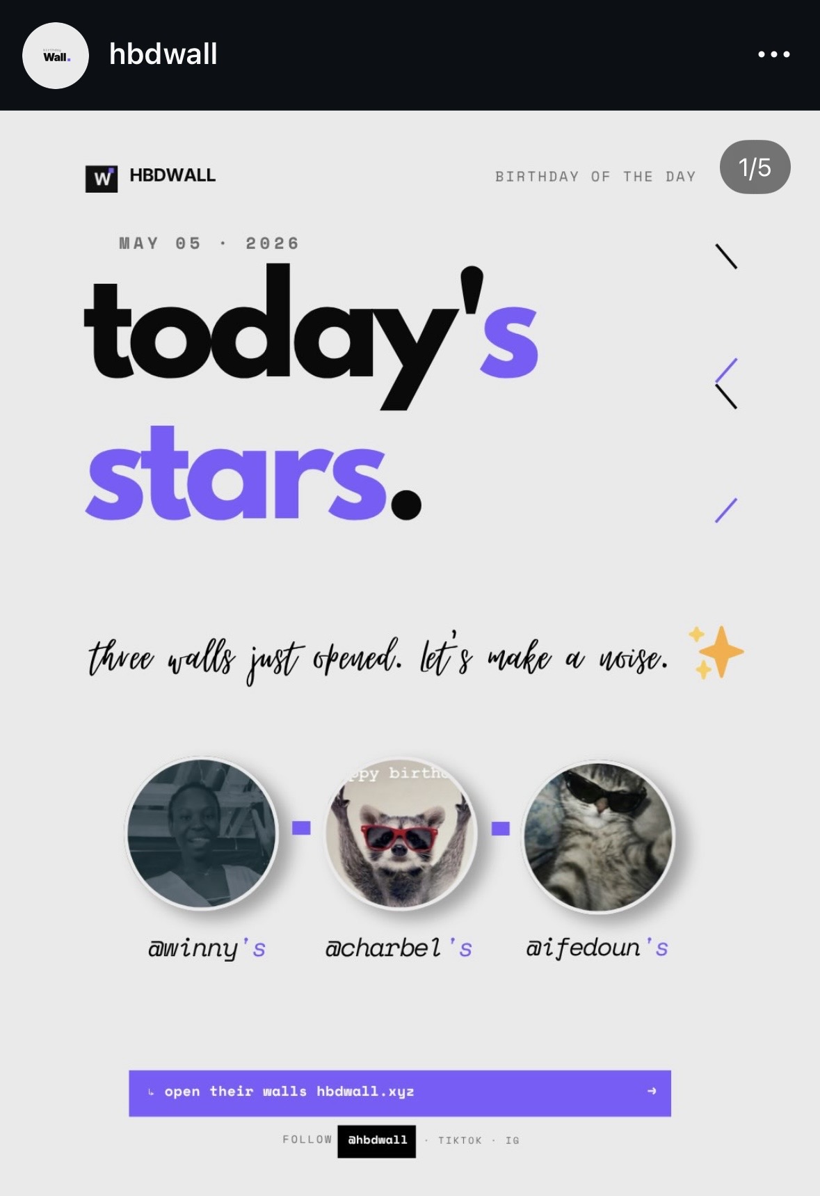 Post Instagram HBDWall — mise en avant du jour